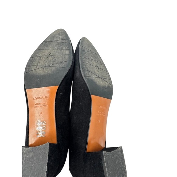 Aquatalia Pasha Black Suede Block Heel Pumps Shoes Made in Italy Size 9 - Picture 8 of 12